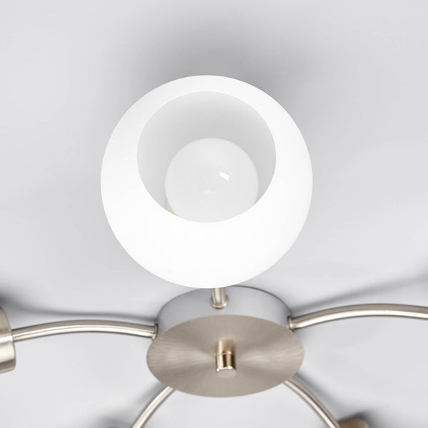 Lindby Deckenlampe Glas Metall nickel matt, Deckenstrahler Deckenleuchte 5x E14 max. 40W ohne Leuchtmittel Strahler Lampe Wohnzimmer Flurlampe