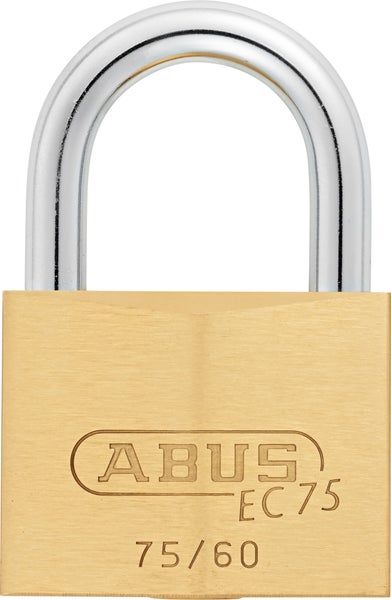 Vorhängeschloss ABUS EC 75 75/60 aus Messing mit gehärtetem Stahlbügel.