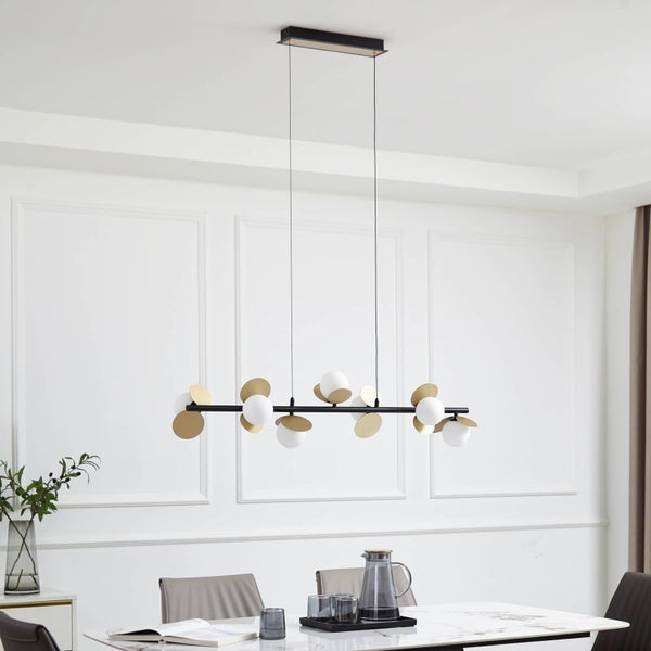Lucande LED Pallo dimmbar (Modern) in Schwarz aus Metall (7 flammig, ) Wohnzimmerleuchte