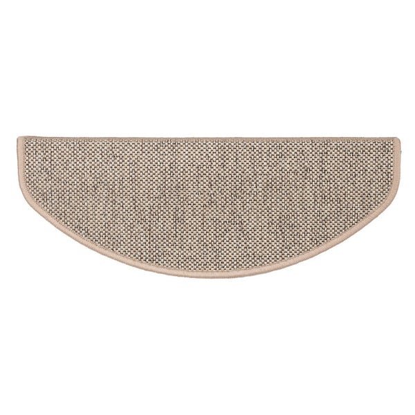 FLOORDIREKT Stufenmatte Sabang - Sisaloptik - Gekettelter Rand & Selbstklebend - Beige - 23,5 x 65 cm - Halbrund