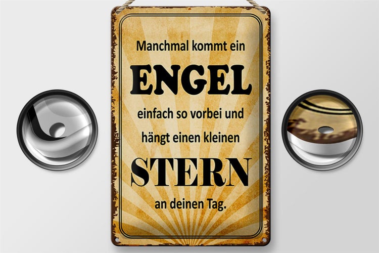 Blechschild Spruch 20x30cm manchmal kommt ein Engel