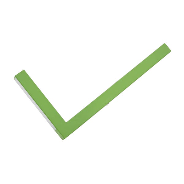 Grüne Wandleuchte in Form eines Häkchens