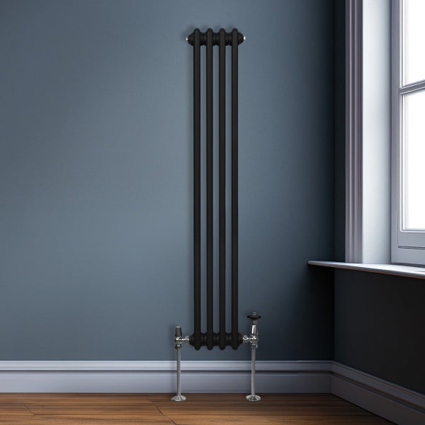 Traditioneller 2-Spalten-Heizkörper - 1500 x 202 mm - Schwarz