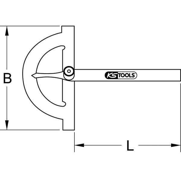 KS Tools Logo Winkelmesser Abbildung mit Maßangaben