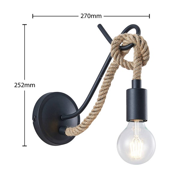 Lucande Wandleuchte, Wandlampe Innen Ropina (Retro Vintage Antik) in Schwarz aus Metall (1 flammig E27) - Wandstrahler Wandbeleuchtung Schlafzimmer / Wohnzimmer Wohnzimmerleuchte