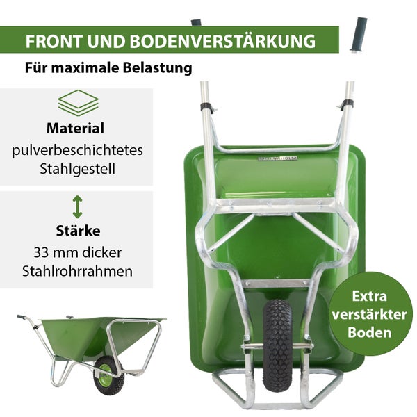 Hofkarre XL 220 L 300 kg Stahlfelge Luftrad Futterkarre Schubkarre Pferde Hof Stall