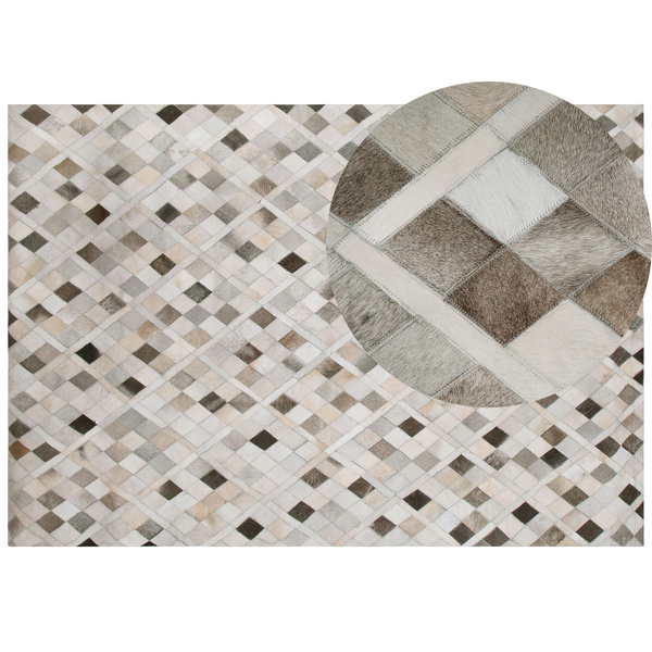 Teppich HIRKA Grau 160 x 230 cm Echtleder