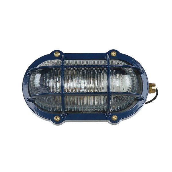 Ovale Wandleuchte mit Schutzgitter für den Außenbereich