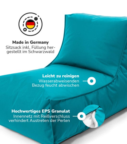 Sitzsack + Hocker für Kinder und Erwachsene 'Der Sundowner', Bean Bag mit  Füllung, Relaxliege, Gaming Sessel, Bodenkissen für Indoor und Outdoor, nur