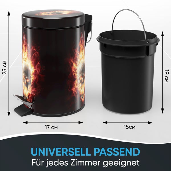 Sanilo Kosmetikeimer 3L mit Absenkautomatik Totenkopf in Flammen