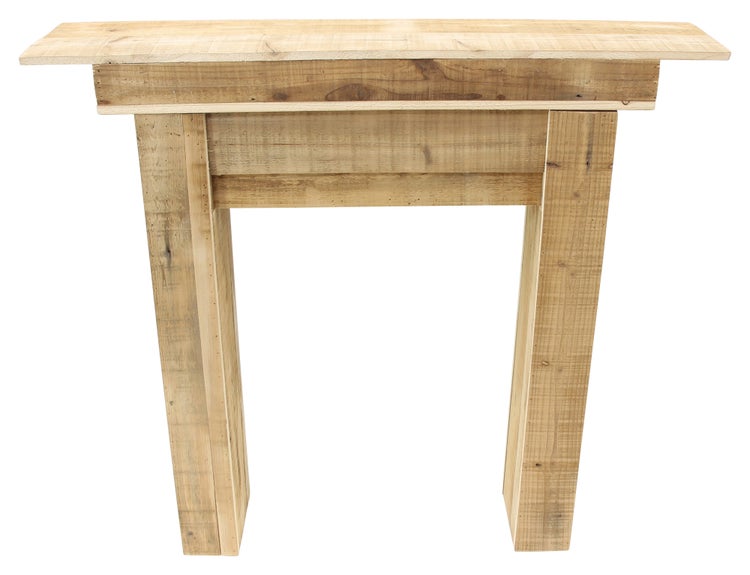 FRANK FLECHTWAREN | Kaminkonsole Rustikal, HOLZ, METALL, 100 x 22 x 89,5 cm