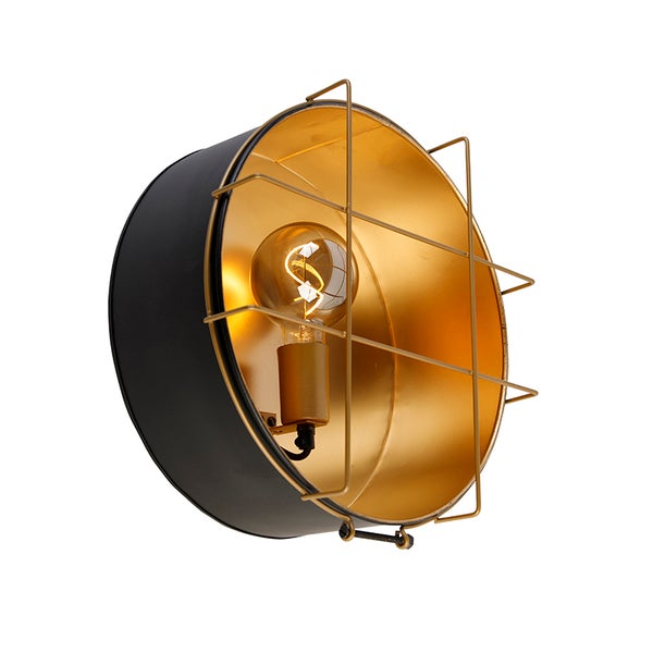 Wandleuchte mit Lampenschirm und Schutzgitter