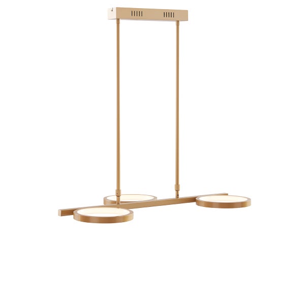 Moderne LED Pendelleuchte mit drei runden Leuchtelementen in Metall