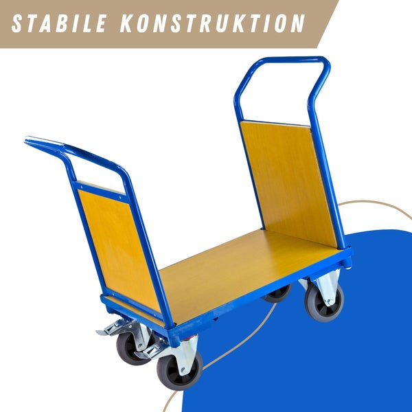 PROREGAL Transportwagen Doppelstirnwand Hx BxL 93 x 50 x 910 cm Traglast 180 kg Lichtblau