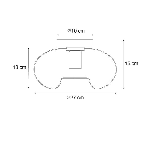 Technische Zeichnung einer Lampe mit Maßangaben.