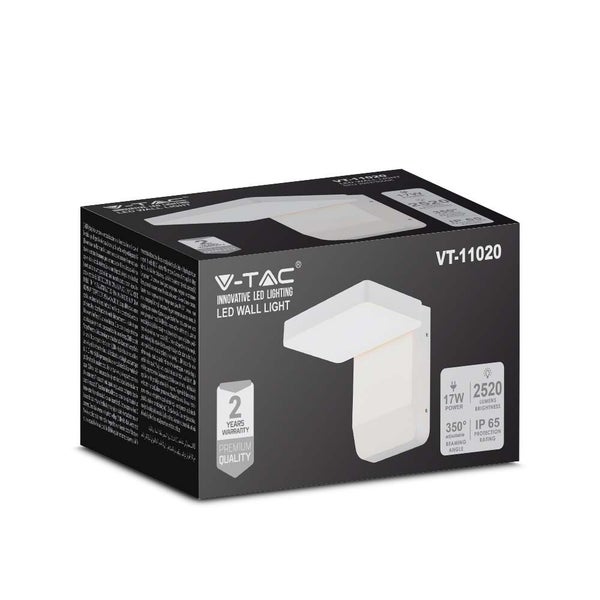 V-TAC VT-11020-SQ-W - Drehbare LED-Wandleuchten - IP65 - Weiß - 17W - 2520 Lumen - 3000K