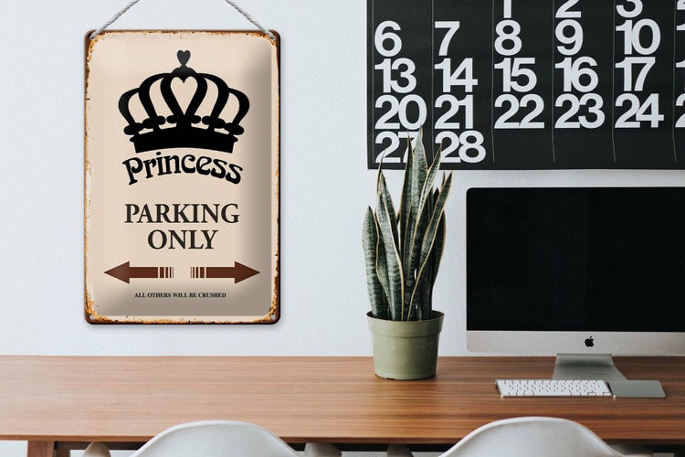 Blechschild Spruch 20x30cm Princess parking only Krone