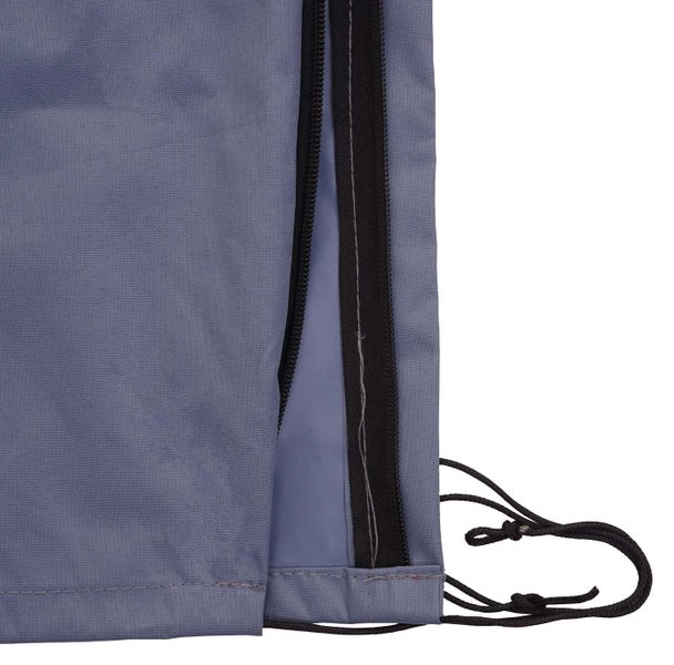 Detail einer Reißverschluss-Abdeckung mit Kordelzug