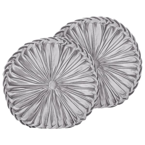 Dekokissen 2er Set UDALA Samtstoff 40 x 40 cm Grau Ohne Muster