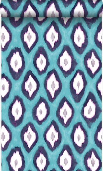 Origin Wallcoverings Tapete Ikat-Motiv Türkis - 53 cm x 10.05 m - 346917