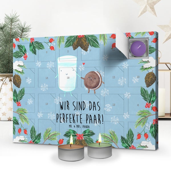 Mr. & Mrs. Panda Duftkerzen Adventskalender Milch Keks - Blau Pastell