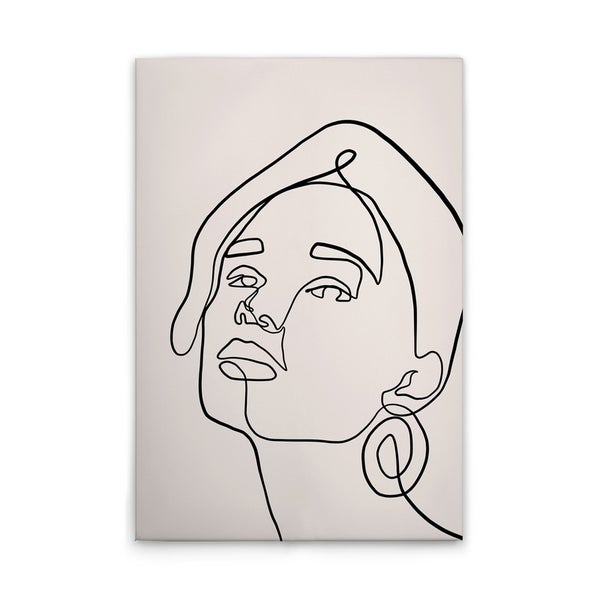 Wandbild mit abstrakter Frauendarstellung in Strichzeichnung