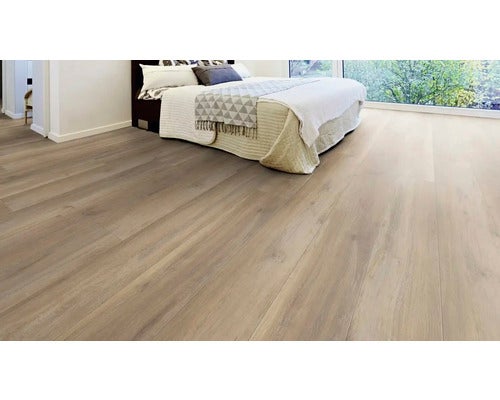 Nahaufnahme von Laminatboden mit Holzstruktur