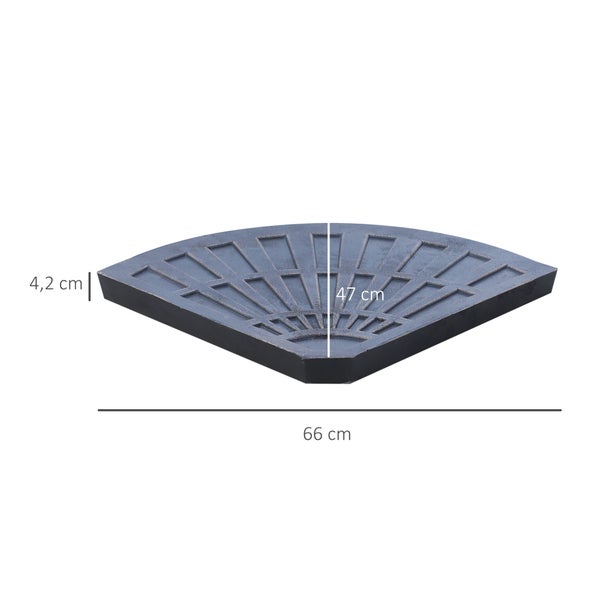 Outsunny 2-tlg. Set Gewichte für Sonnenschirmständer Platten-Schirmständer Sonnenschirmbasis halbrund mit Handgriff Kunstharz + Metall Bronze 66 x 47 x 4,2 cm 30 kg