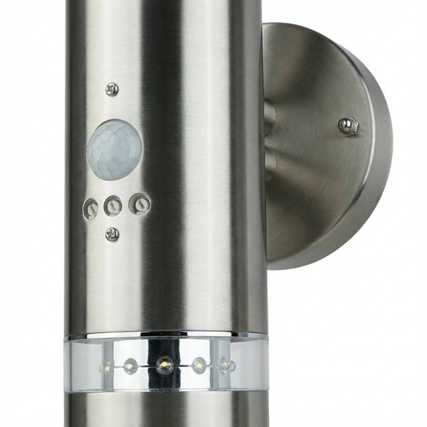 Edelstahl Wandleuchte mit Bewegungsmelder und LED