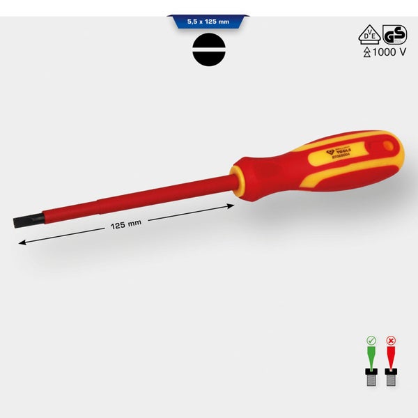 BRILLIANT TOOLS VDE Schraubendreher Schlitz 5,5 x 125 mm - BT068004