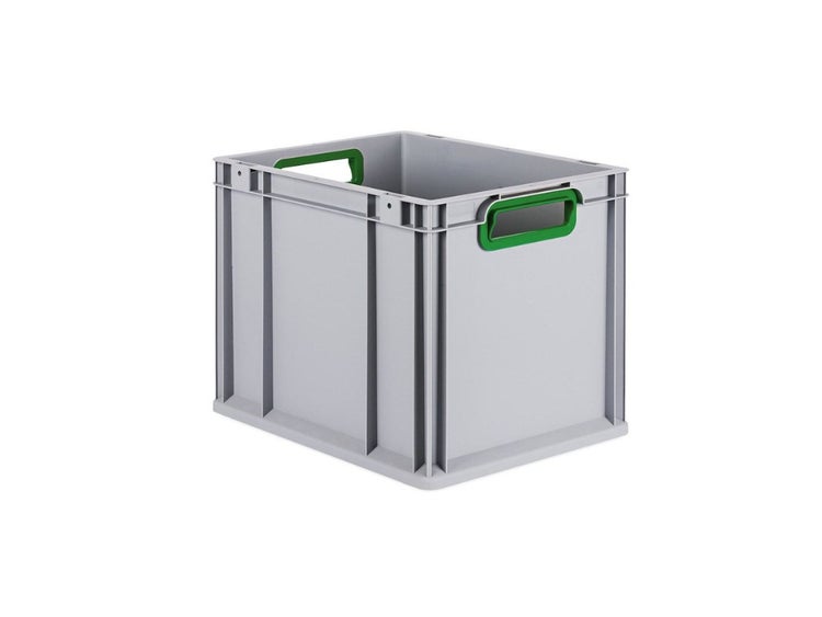 PROREGAL Spar Set 10x Eurobox Nextgen Color HxBxT 32 x 30 x 40 cm 30 Liter Griffe Grün Offen Glatter Boden Eurobehälter Transportbox