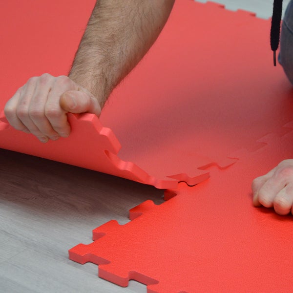 360x180 XL Trainingsmatte mit Rand - 8er Set 90x90 Bodenmatte Rot