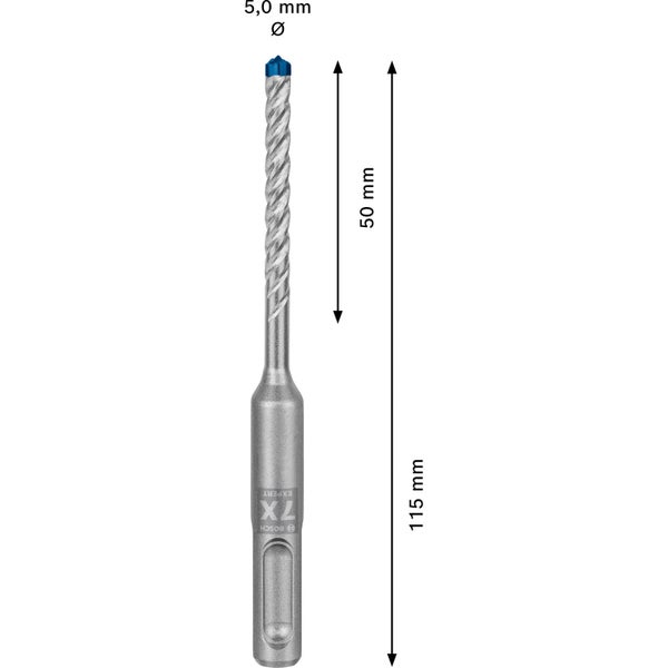 Bosch Expert 7X Hammerbohrer mit den Maßen Durchmesser 5,0 mm, Länge 115 mm