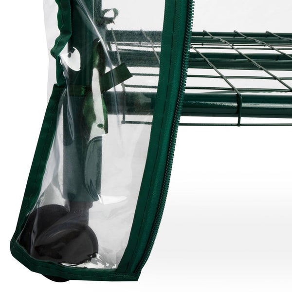 FLOORDIREKT Gewächshaus Casabella - Metallgestell und transparente Folie - 2 Regalböden