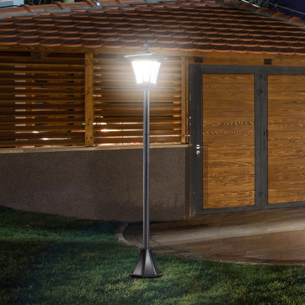 Outsunny Solar Gartenlaterne, Wegleuchte mit LED 40 Lumen, 18 x 18 x 160cm, Edelstahl, Kunststoff, Schwarz