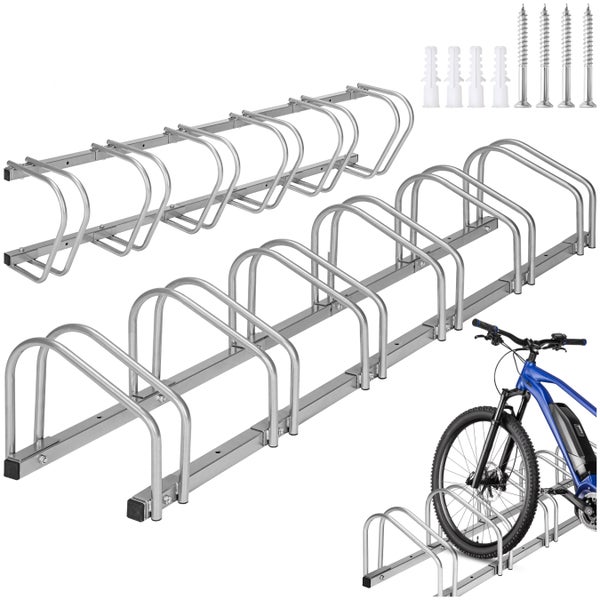 Fahrradständer tectake  von beiden Seiten befahrbar aus rostfreiem Stahl silber