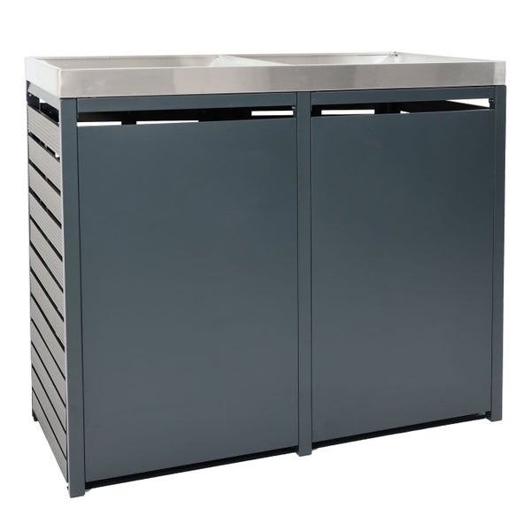 Gartenschrank mit zwei Türen und Edelstahlabdeckung