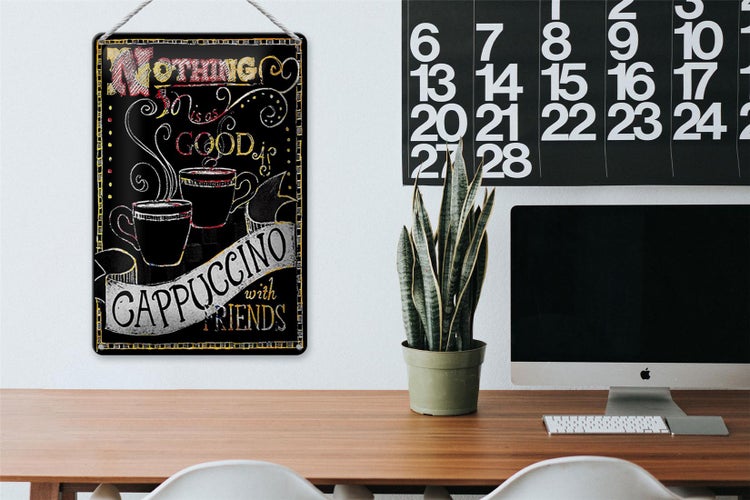 Blechschild Spruch 20x30cm Cappuccino with friends