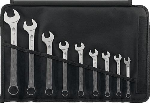 Ringmaulschlüssel-Satz in einer schwarzen Werkzeugtasche