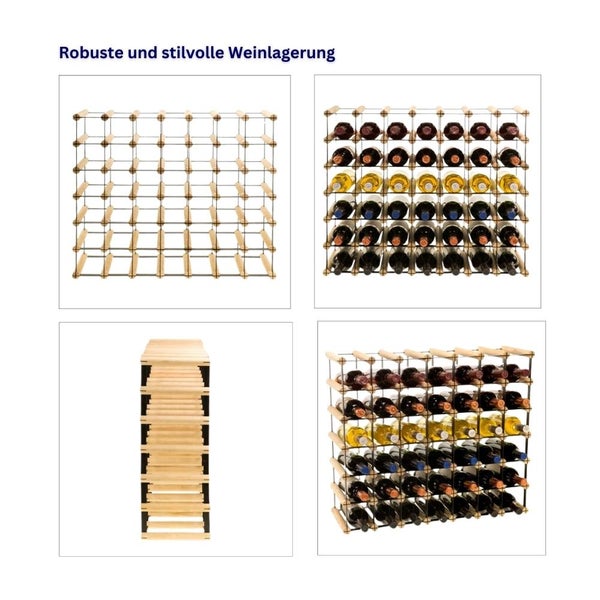 PROREGAL Modulares Weinregal Vinotega Mod Metal HxBxT 62,5 x 72,5 x 24,5 cm 7 x 6 Flaschen Massives Kiefernholz Braun Geölt