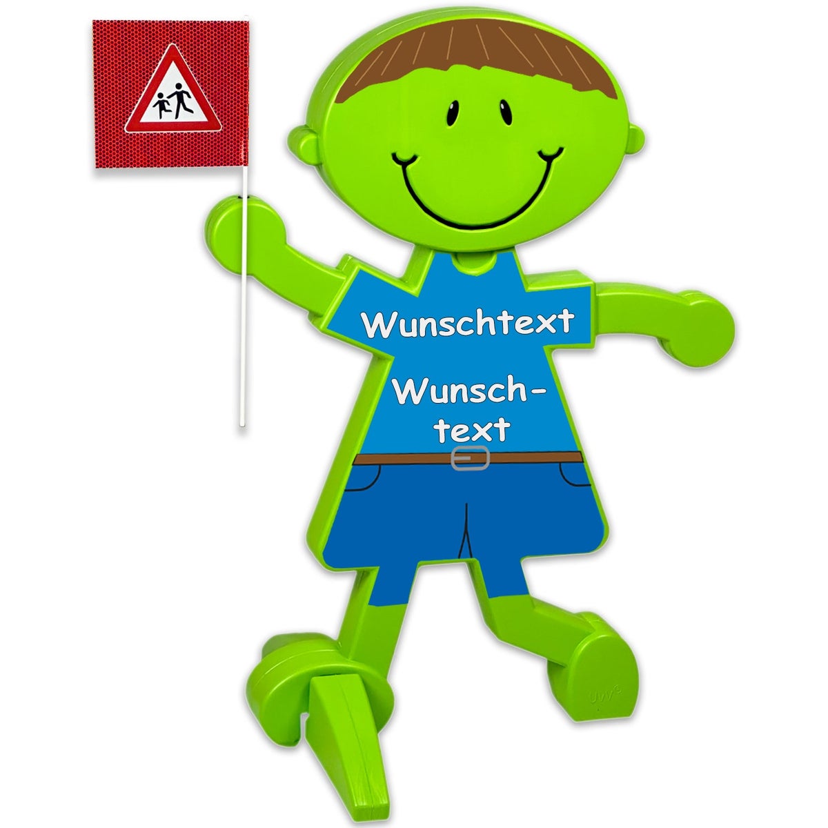 3D Warnschild Lisa Brems und Luca Brems Sicherheit Vorsicht spielende Kinder reflektierende Verkehrsfiguren / blau / Wunschtext | Wunschtext