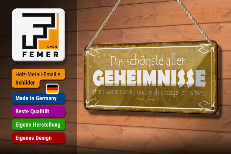 Blechschild Spruch 27x10cm Genie sein und einzige wissen Dekoration