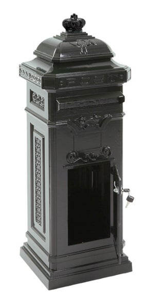 PROREGAL Nostalgischer Säulen-Briefkasten Aus Gießaluminium HxBxT 110 x 33 x 36,5 cm Einwurföffnung 28,5 x 2,5 cm Grün