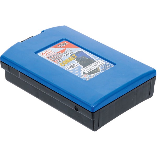 BGS Technic Spiralbohrer Satz mit 19 Teilen, 1 bis 10 mm, Kobalt HSS, im Kasten