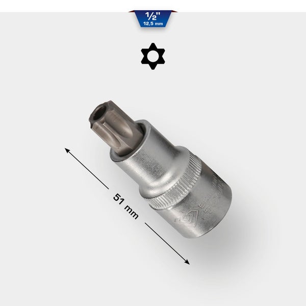 Brilliant Tools Steckschlüssel-Einsatz, Innensechsrund, 12,5 mm, 51 mm Länge
