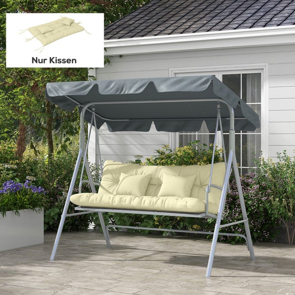 Gartenkissenauflage für Hollywoodschaukel, weich gepolstert mit zwei kleinen Kissen, ideal für den Außenbereich
