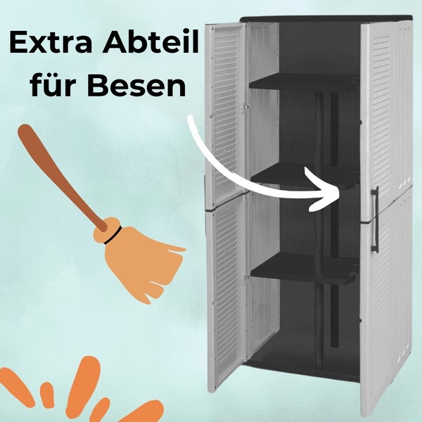 Besenschrank Kunststoff Haushaltsschrank Werkstatt Gartenschrank Putzschrank Wetterfest Hoch