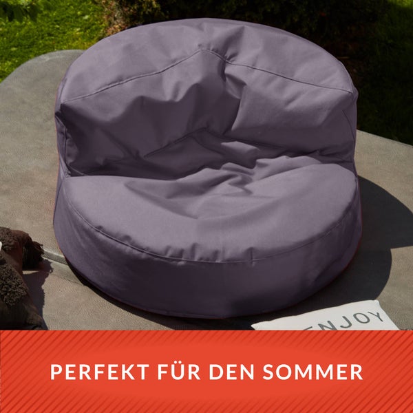 Green Bean Sitzsack Sofa mit Füllmaterial - Lounge im Sitzsack-Design 90x50cm mit ergonomischer Rückenlehne & waschbarem Bezug - Indoor und Outdoor geeignet in Anthrazit