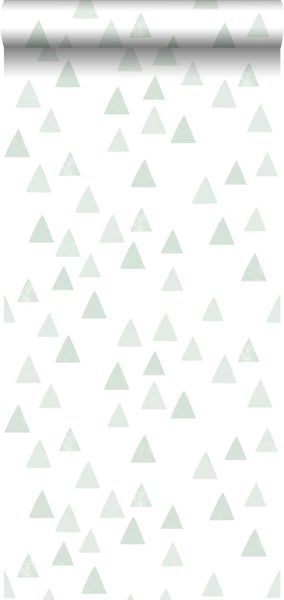 Walls4You Tapete Dreiecke Hellgrün und Weiß - 0,53 x 10,05 m - 935319