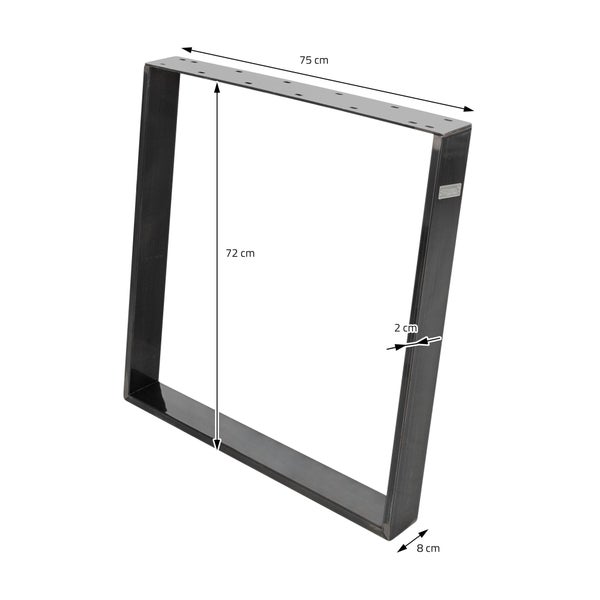 ML-Design 2er Set Tischkufen 80GRAD Neigung, 75x72 cm, Industrial, Profil 8x2 cm, Schräge Tischbeine, Metall Möbelkufen, Tischgestell Stahl geneigt, Esstisch/Schreibtisch Tischuntergestell, Möbelfüße